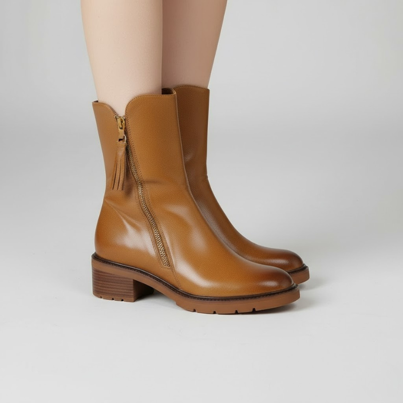 Eleganckie botki zapinane na zamek i na klockowym obcasie – nowoczesne, codzienne buty damskie