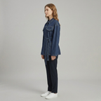 Klassische Damen-Jeansjacke mit Gürtel – schmeichelhafter, taillierter Schnitt, lässige Oberbekleidung