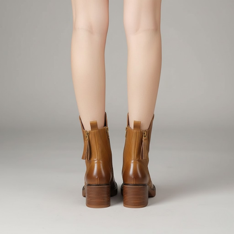 Eleganckie botki zapinane na zamek i na klockowym obcasie – nowoczesne, codzienne buty damskie