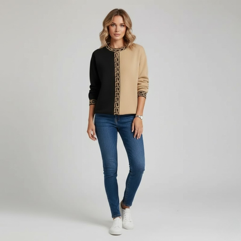 Ciepły damski sweter z okrągłym dekoltem – wygodny sweter na zimę