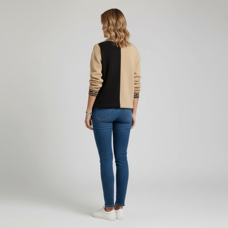 Ciepły damski sweter z okrągłym dekoltem – wygodny sweter na zimę