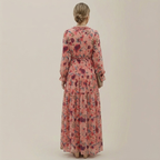 Regina | Damska Sukienka Maxi Boho w Kwiaty – Elegancka Długa Sukienka z Długim Rękawem