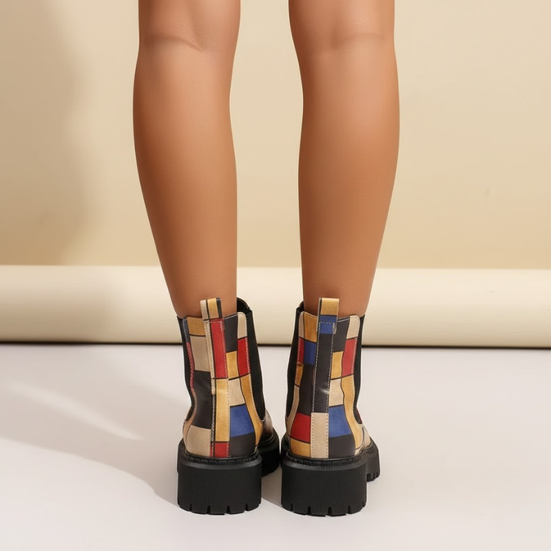 Damskie wzorzyste zimowe botki Chelsea – wygodne, antypoślizgowe obuwie zimowe