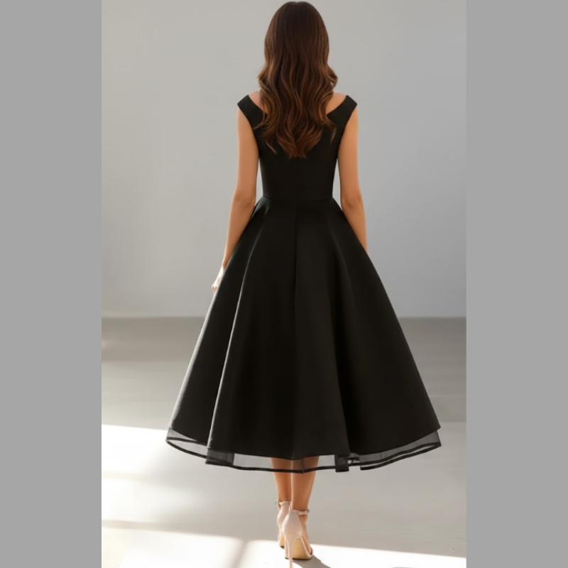 Elegancka sukienka midi z kopertowym dekoltem w serek dla kobiet – styl koktajlowy