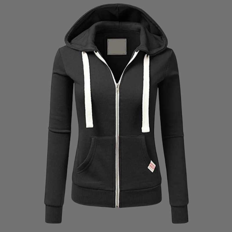 Damska zimowa bluza z kapturem zapinana na zamek – ciepła kurtka z kapturem zapewniająca codzienny komfort