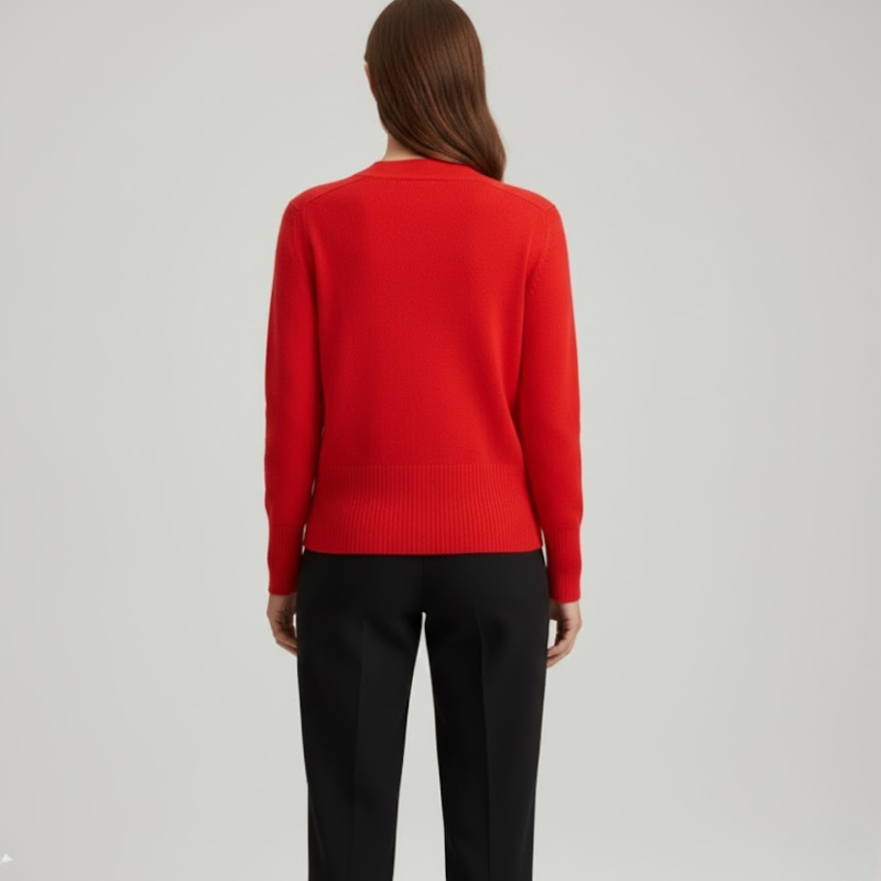 Luźny sweter kardigan z dekoltem w serek – Comfort-First Knitwear