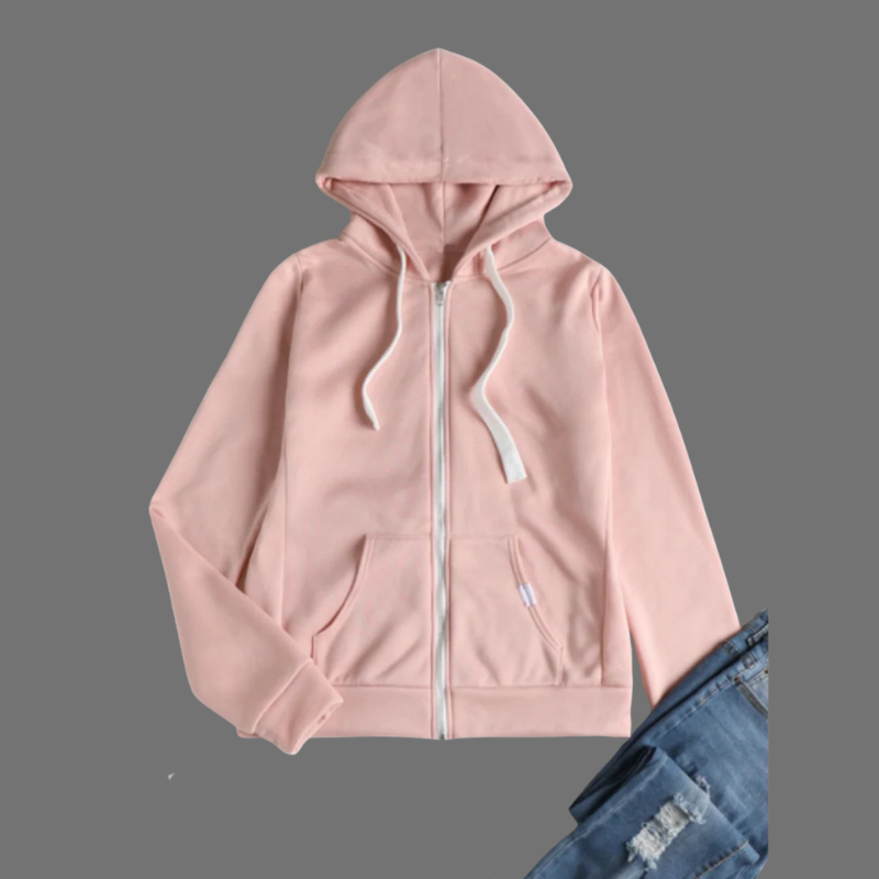 Damska zimowa bluza z kapturem zapinana na zamek – ciepła kurtka z kapturem zapewniająca codzienny komfort