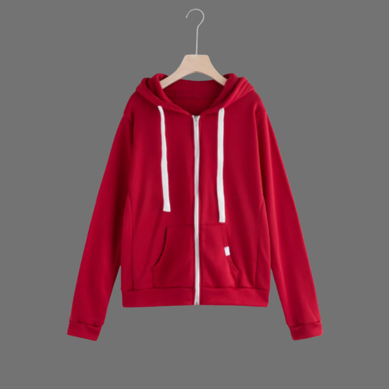 Damska zimowa bluza z kapturem zapinana na zamek – ciepła kurtka z kapturem zapewniająca codzienny komfort