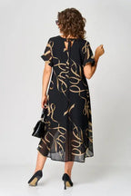 Plus Size Chiffon Midi Dress – Elegantly Flowy Evening Gown