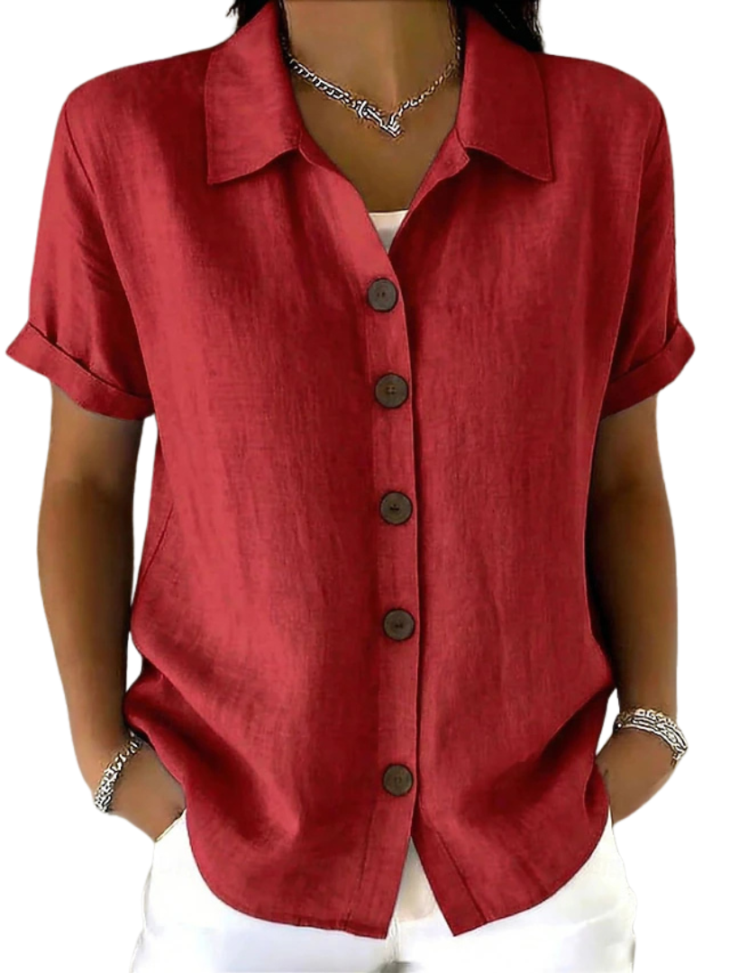 Seravina | Women's short-sleeve button-down shirt – loose fit
