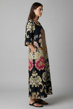 Elwira | Damska sukienka maxi w nadruk – zwiewna letnia sukienka V-neck