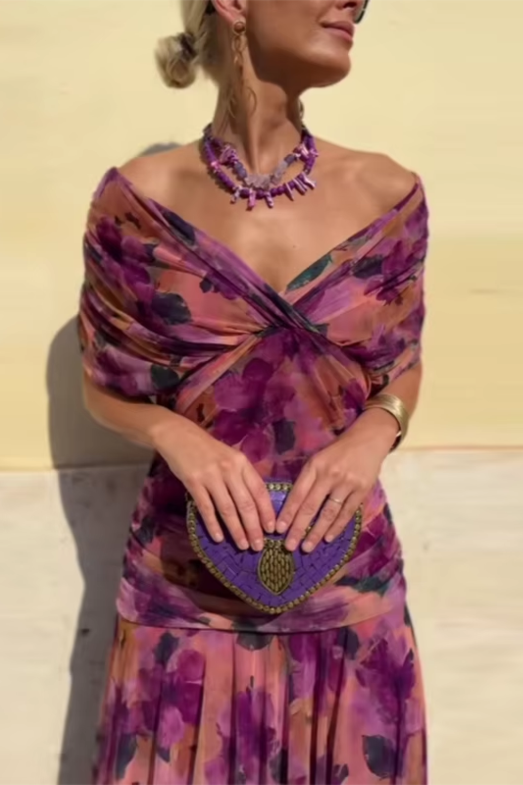 Miralune | Damska suknia wieczorowa maxi w kolorze koralowym – elegancka suknia na specjalne okazje