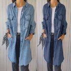 Maelith | Damska kurtka z imitacji denimu – casualowa koszula-kurtka zapinana na guziki