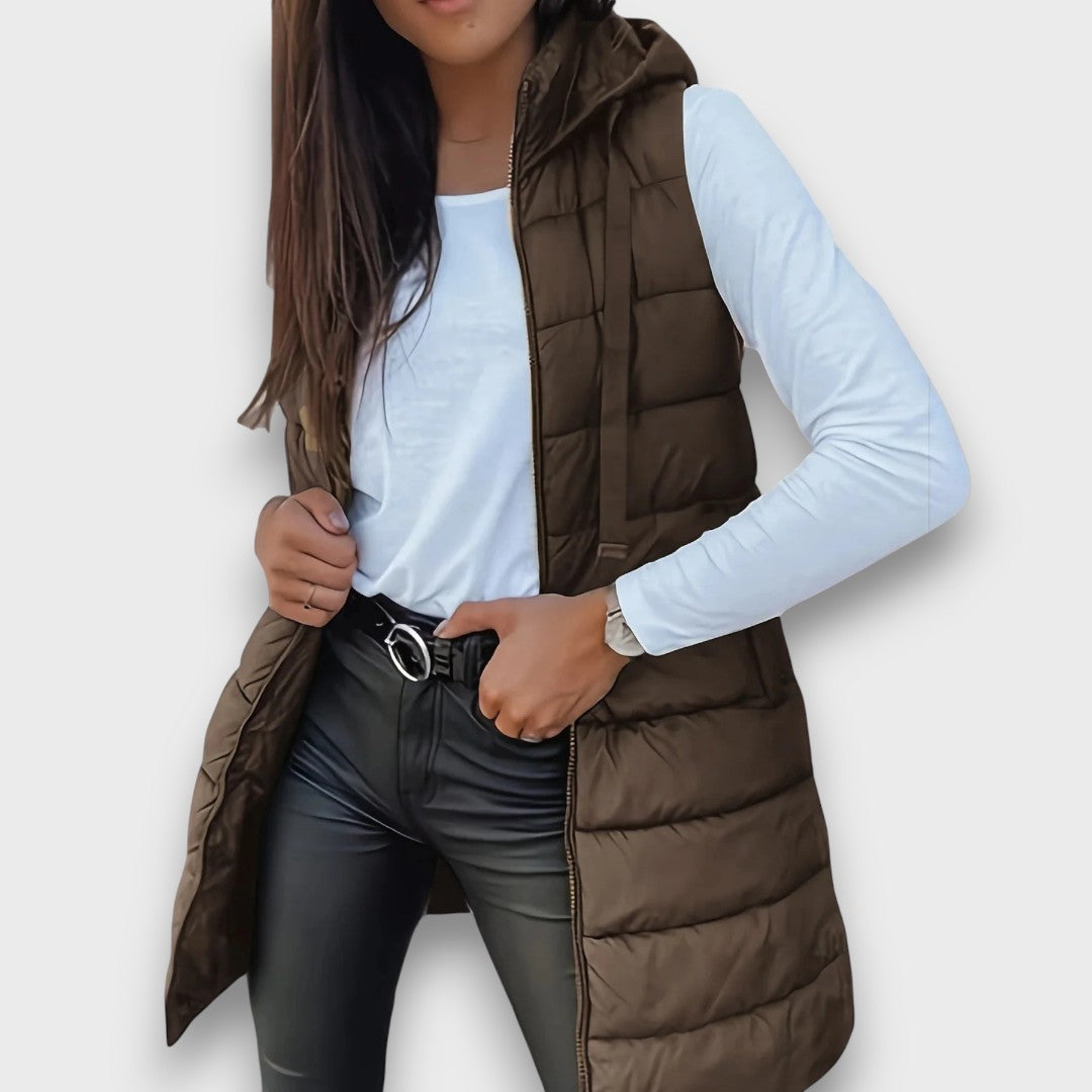 Xenia | Women's Hooded Down Vest - Warm, Insulated Sleeveless Jacket