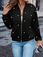 Ilona | Damowa kurtka baseballowa z koralikami – swobodna kurtka typu bomber w stylu varsity
