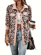 Keely | Women's Leopard Print Shirt - Casual Long Sleeve Button Down Jacket