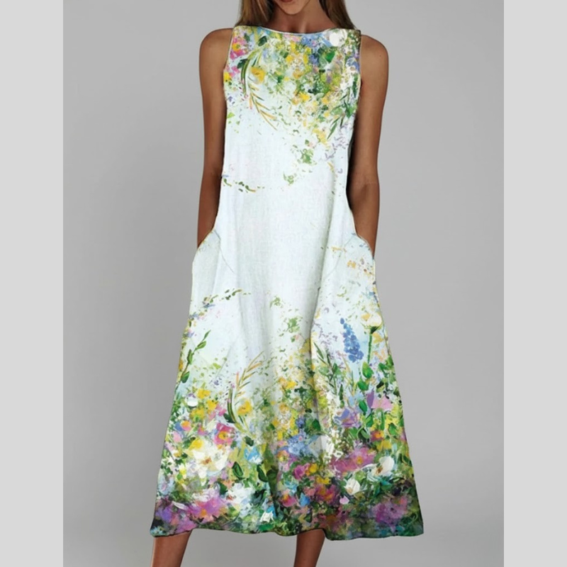 Women's Floral Midi Loose Dress - Fresh Summer Outfit