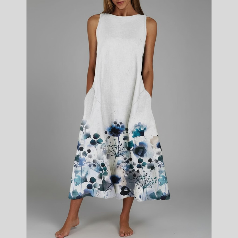 Luźna sukienka midi w kwiaty dla kobiet – świeży strój na lato