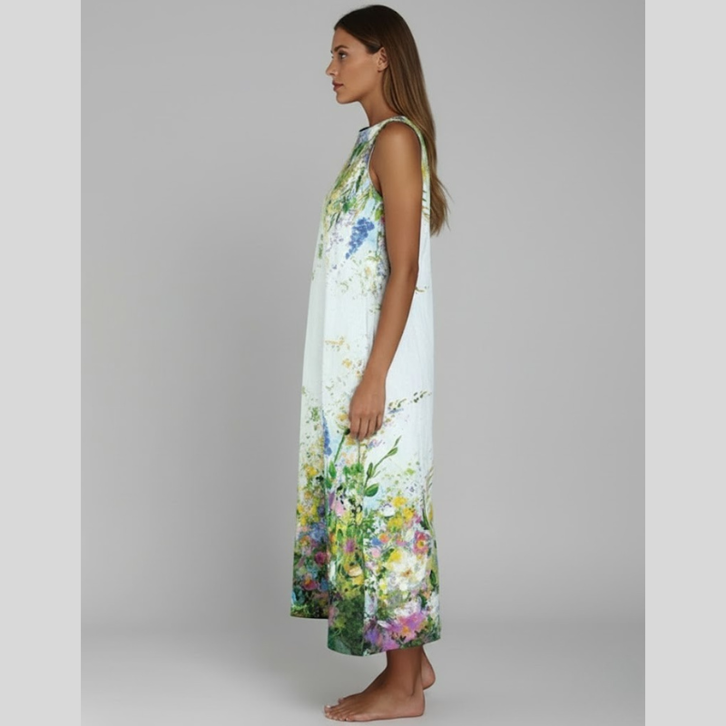 Women's Floral Midi Loose Dress - Fresh Summer Outfit