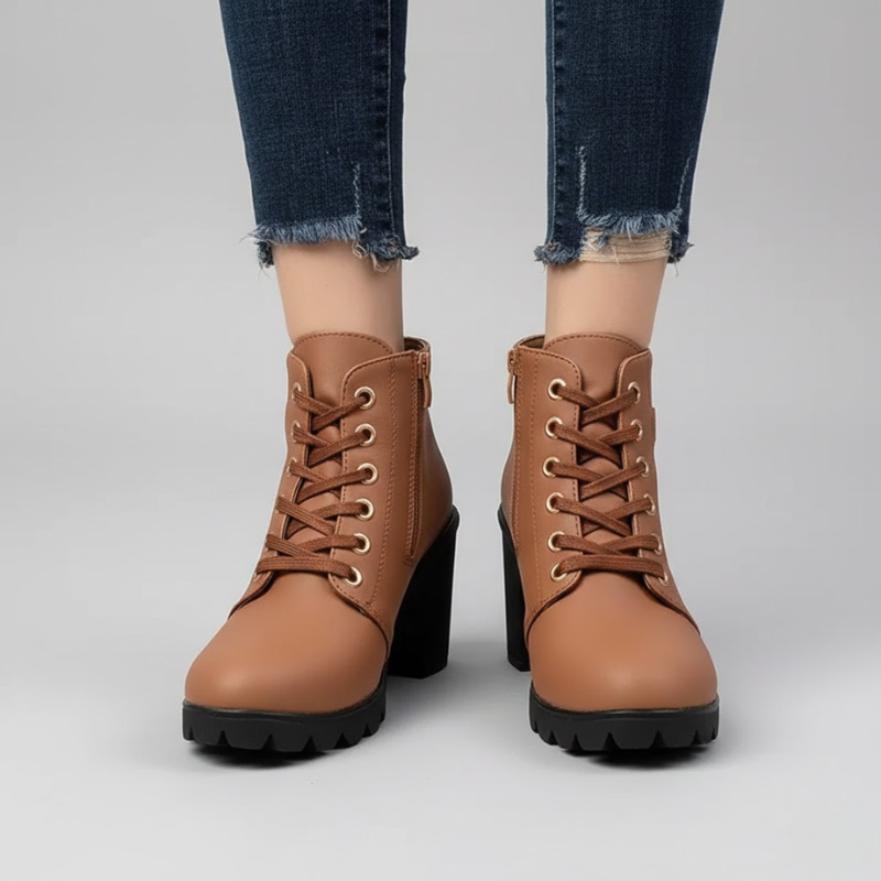 Damskie eleganckie botki na obcasie typu casual premium – z nowoczesnym zamkiem błyskawicznym