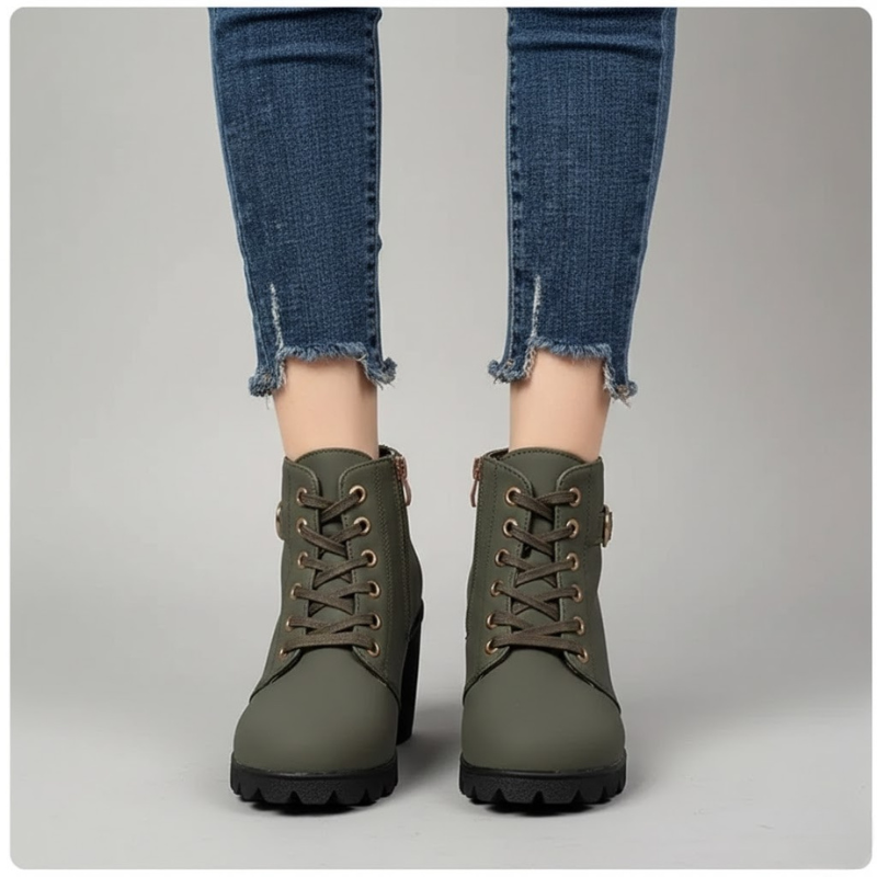 Women's elegant casual premium ankle boots - with a modern zipper