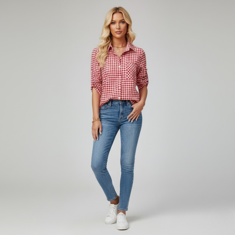 Klasyczna damska koszula zapinana na guziki – przewiewna, wygodna bluzka na co dzień