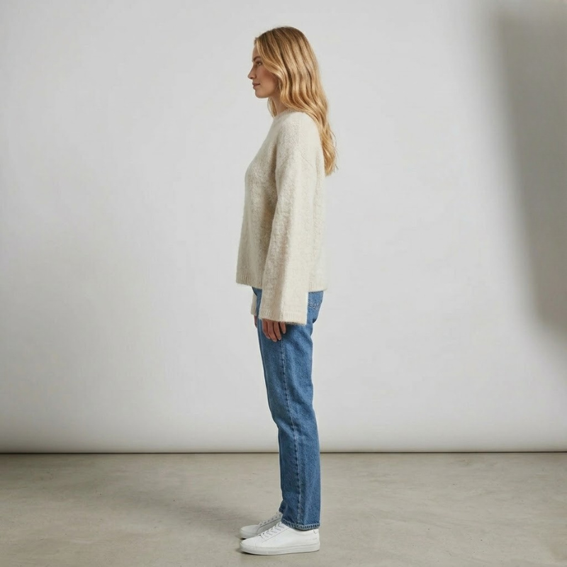 Przytulny damski sweter z okrągłym dekoltem – miękki, najwyższej jakości sweter z mieszanki moheru