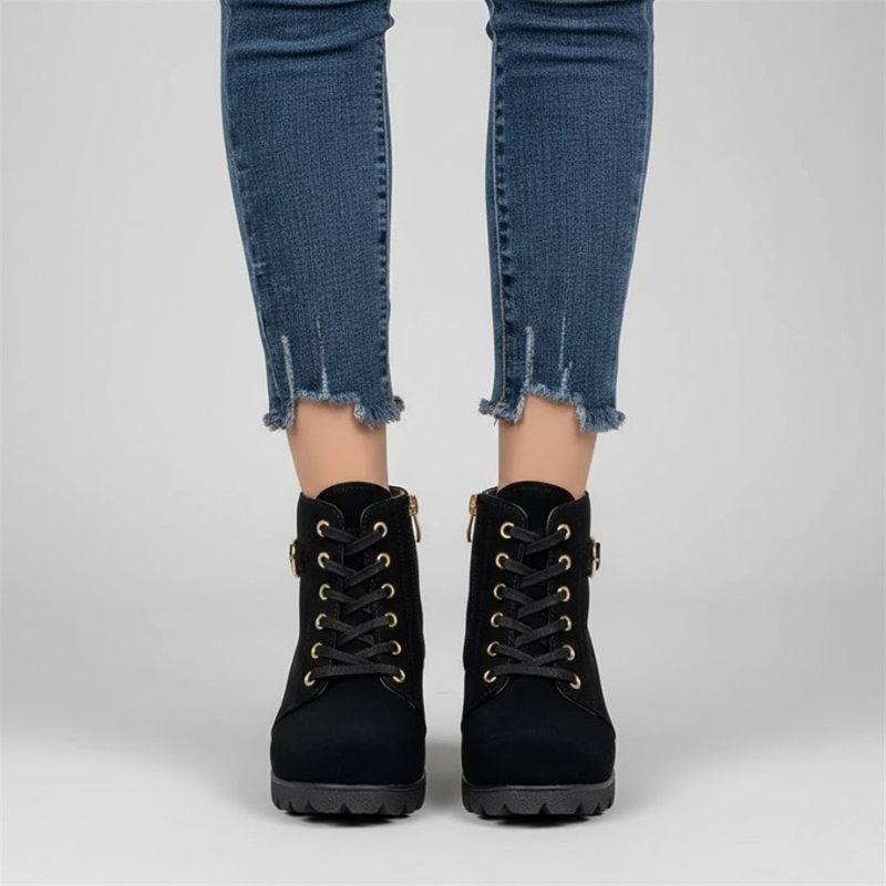 Women's elegant casual premium ankle boots - with a modern zipper