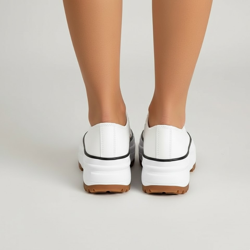 Modne, sznurowane buty codzienne damskie – wygodne trampki z grubą podeszwą