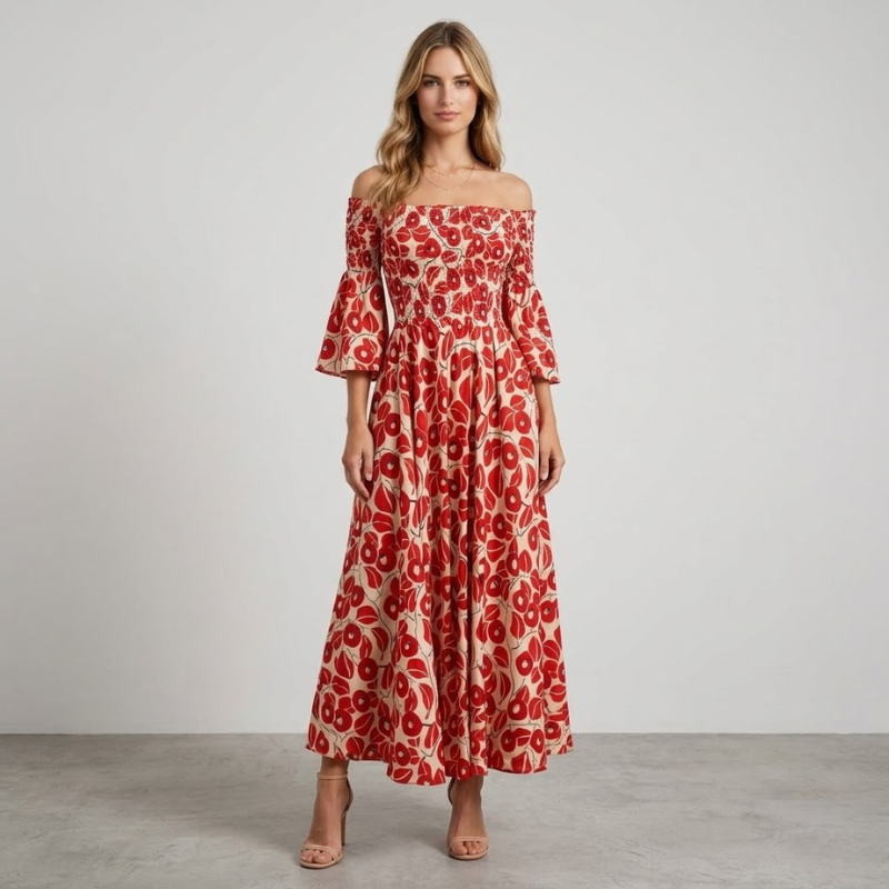 Damska zwiewna sukienka maxi w kwiaty – lekki, elegancki strój na lato