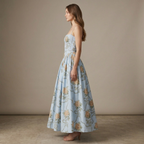 Stylish women's midi corset dress - floral pattern for prom and special occasions