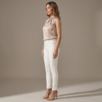 Sara | Satynowy Top Damski Bez Rękawów – Elegancka Bluzka z Kołnierzem-Stójką