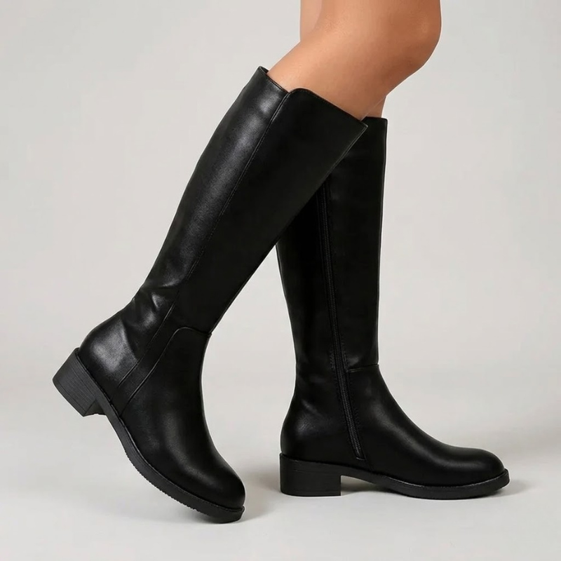 Elegant women's knee-high block heel boots - stylish, comfortable, fashionable footwear