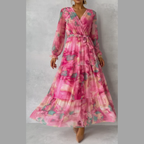 Maja | Damska sukienka maxi w kwiaty kopertowa – zwiewna boho letnia sukienka
