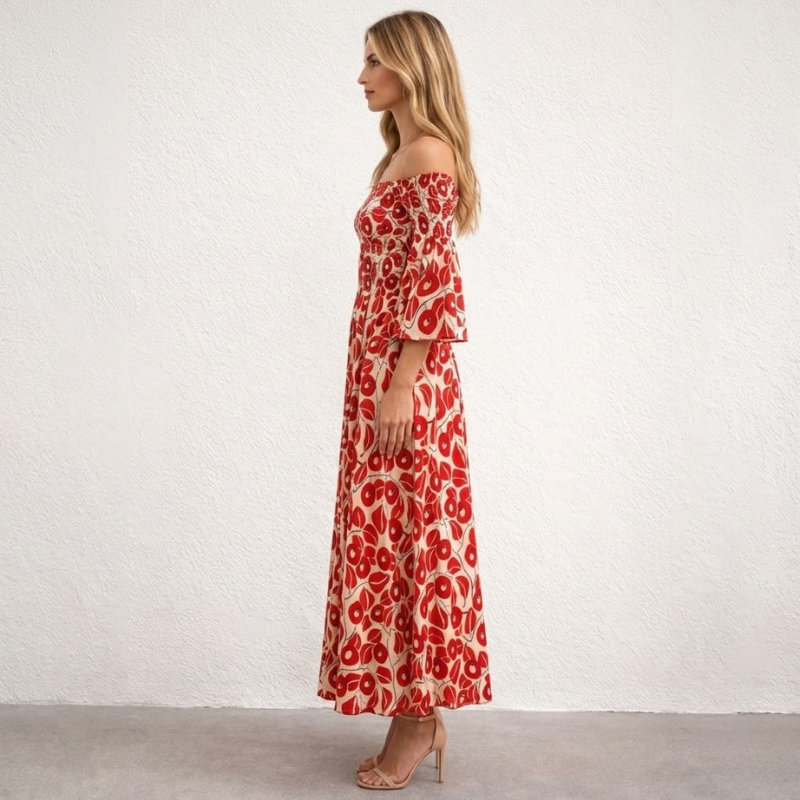 Damska zwiewna sukienka maxi w kwiaty – lekki, elegancki strój na lato