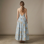 Stylish women's midi corset dress - floral pattern for prom and special occasions