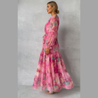 Maja | Damska sukienka maxi w kwiaty kopertowa – zwiewna boho letnia sukienka