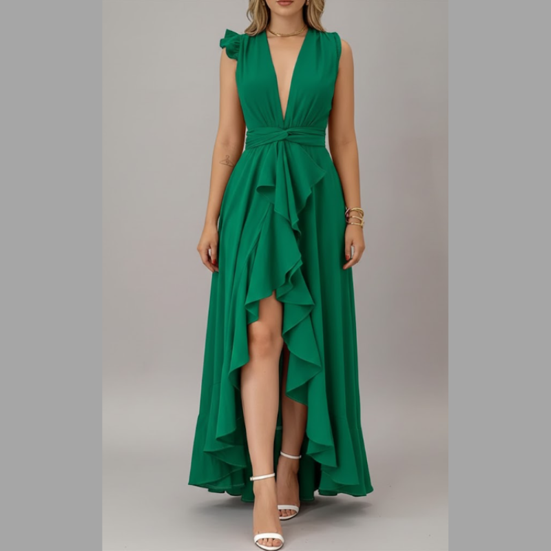 Elegancka asymetryczna sukienka midi dla kobiet – elegancka kreacja na bal maturalny i oficjalne wyjście