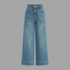 High-Waist-Jeans für Damen mit weitem Bein – Retro, mit auffälligen Mustern