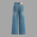 High-Waist-Jeans für Damen mit weitem Bein – Retro, mit auffälligen Mustern
