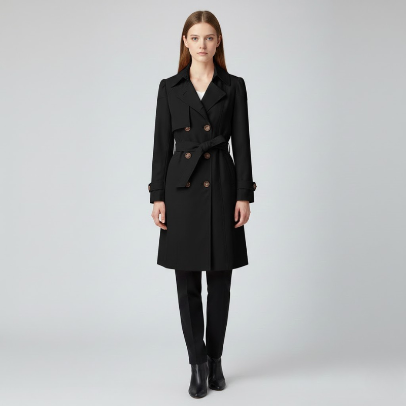 Elegancki damski trencz zapinany na guziki – swobodny styl na co dzień