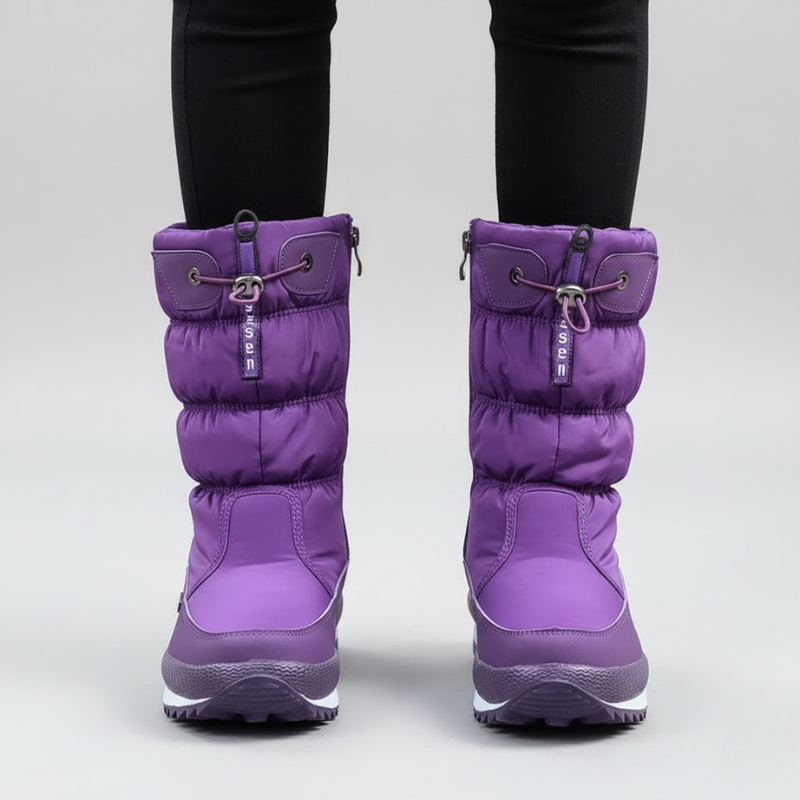 Damskie, ciepłe, zimowe buty z podszewką – wygodne, zapinane na zamek