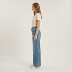 High-Waist-Jeans für Damen mit weitem Bein – Retro, mit auffälligen Mustern