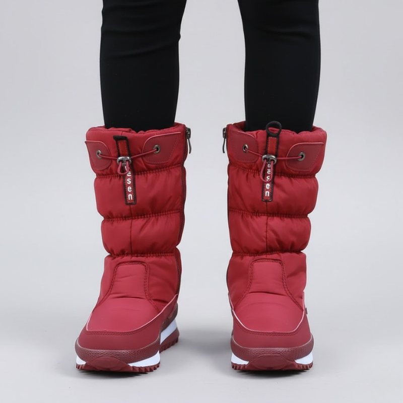 Damskie, ciepłe, zimowe buty z podszewką – wygodne, zapinane na zamek