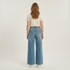 High-Waist-Jeans für Damen mit weitem Bein – Retro, mit auffälligen Mustern