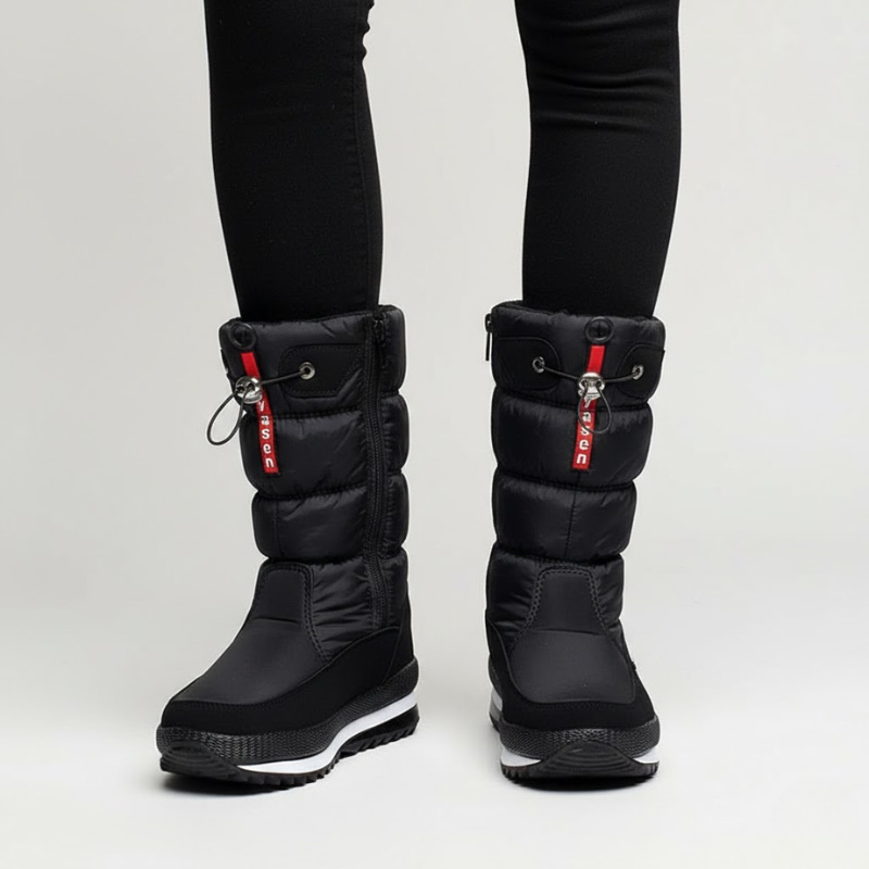 Damskie, ciepłe, zimowe buty z podszewką – wygodne, zapinane na zamek