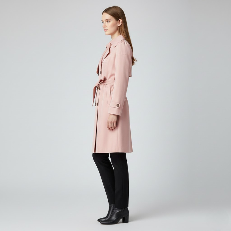 Elegancki damski trencz zapinany na guziki – swobodny styl na co dzień