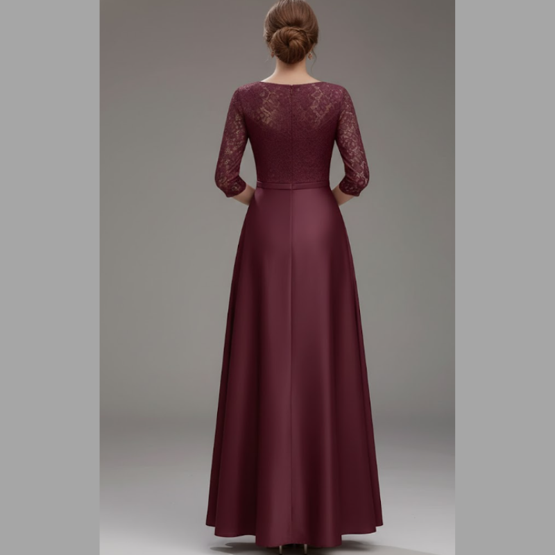 Sukienka damska maxi o kroju litery A – z długim rękawem