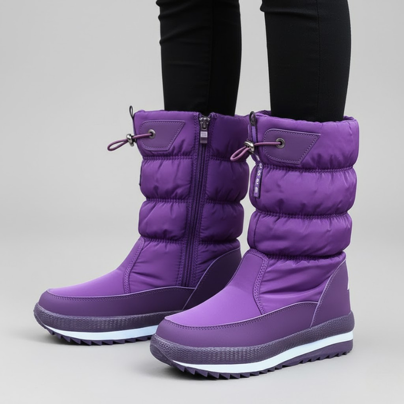 Damskie, ciepłe, zimowe buty z podszewką – wygodne, zapinane na zamek