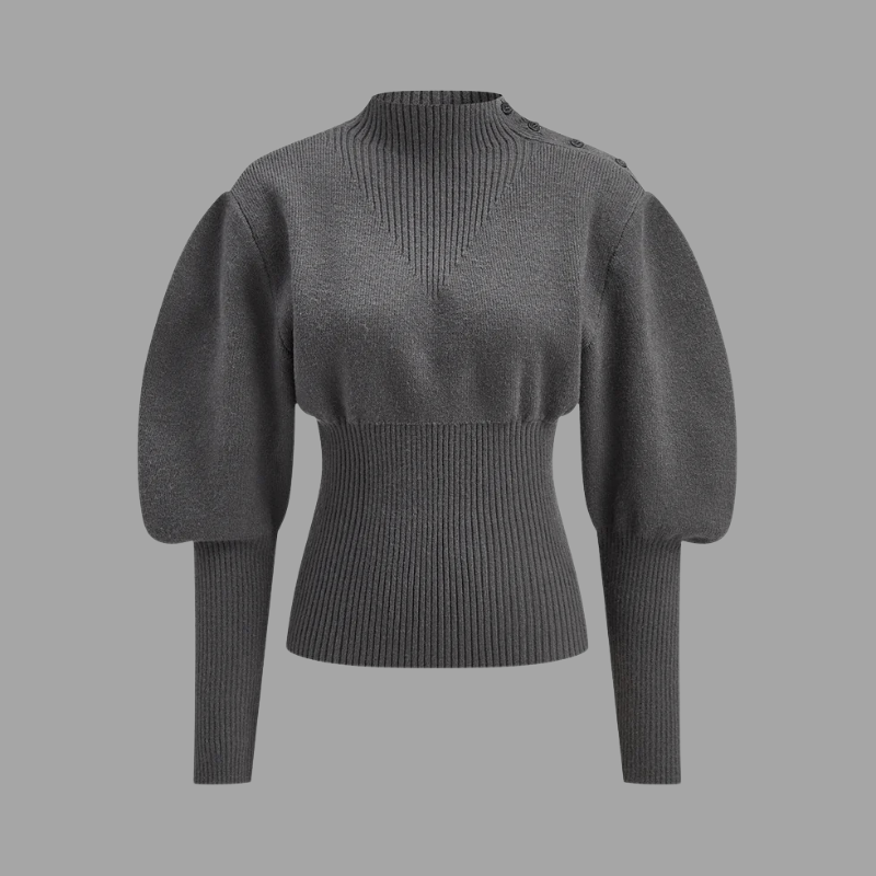 Krótki sweter z bufiastymi rękawami – przytulny, wyrazisty sweter dla kobiet